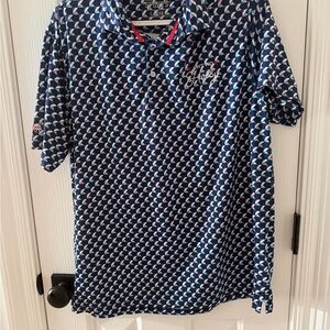Barstool Navy Patterned Performance Polo Shirt